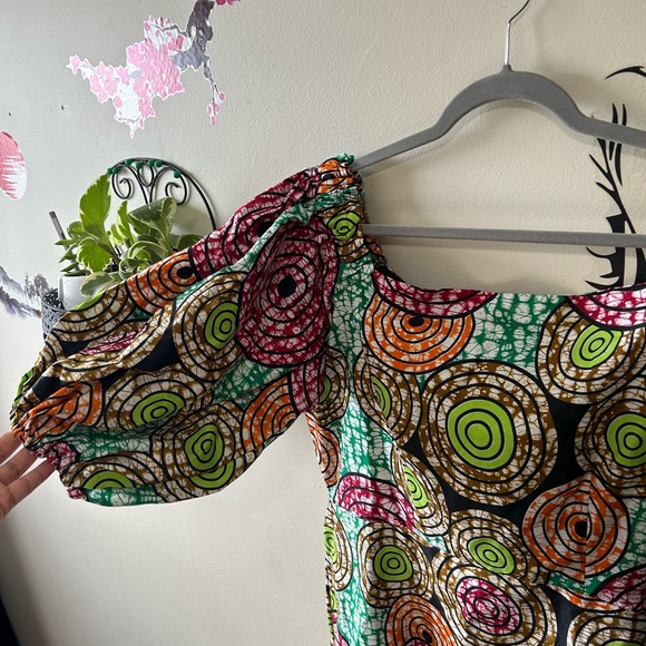 Colourful Ankara Puffy Sleeve Dress - Picture 11 of 16